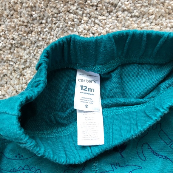 EUC- Carters 2 Pairs of Dinosaur Pants; Dark Grey & Aqua Blue- size 12 months - Picture 6 of 12